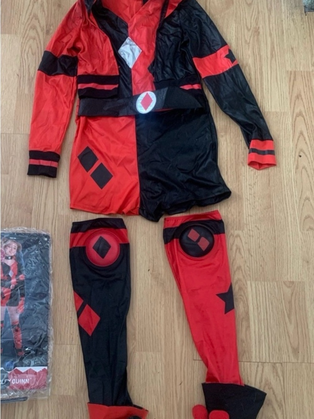 Kids Red & Black Harley Quinn Jumpsuit Costume